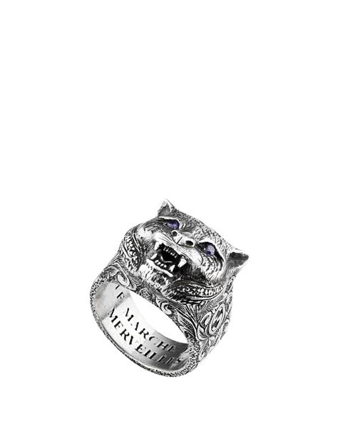 feline head ring gucci|gucci men's feline ring.